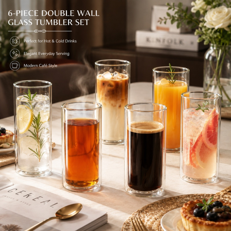 Crystal Clear Glass Tumbler Set – Transparent Premium Quality (13x6.5cm)
