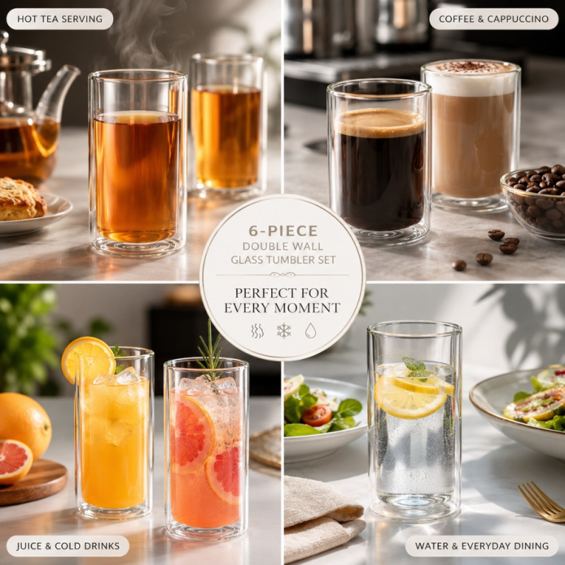 Crystal Clear Glass Tumbler Set – Transparent Premium Quality (13x6.5cm)
