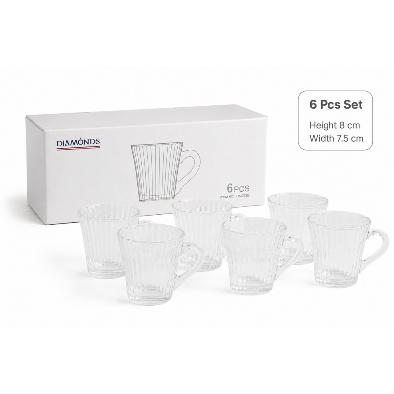 6-Piece Glass Mug Set – Clear