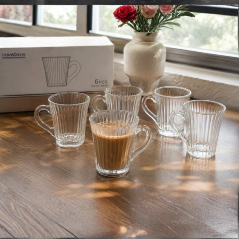 6-Piece Glass Mug Set – Clear