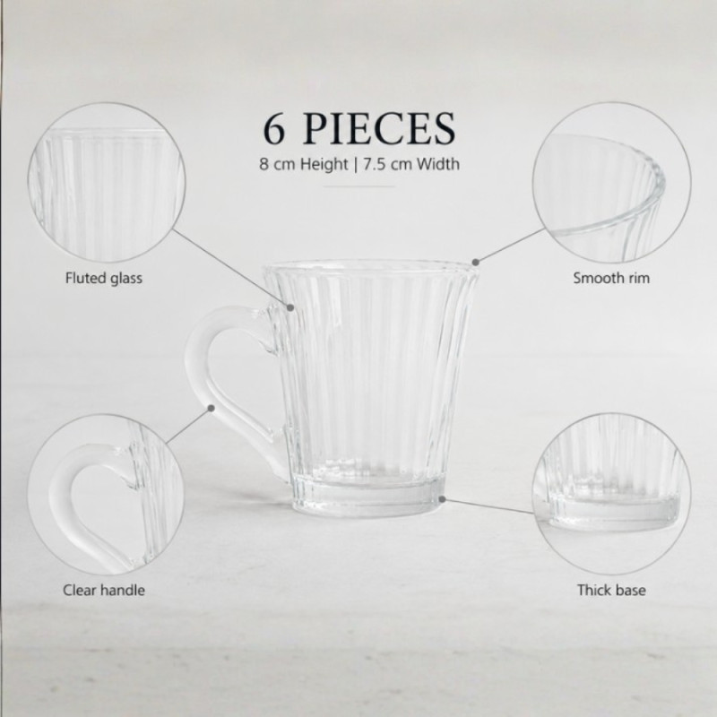 6-Piece Glass Mug Set – Clear