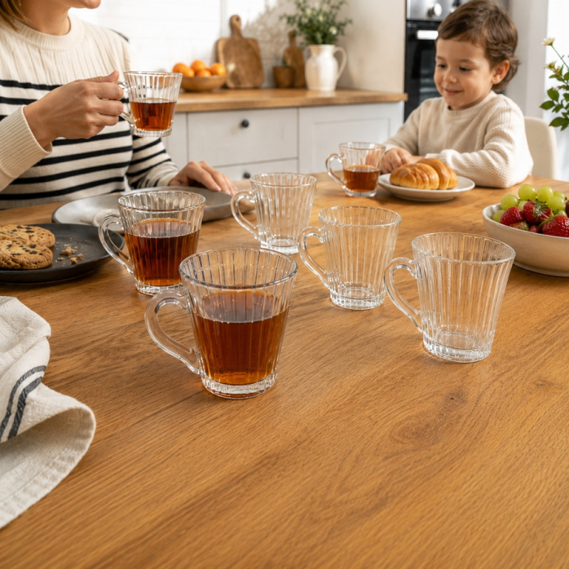 6-Piece Glass Mug Set – Clear