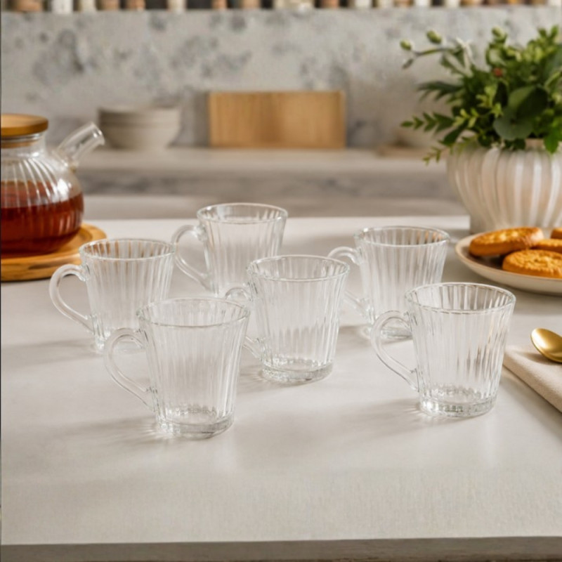 6-Piece Glass Mug Set – Clear