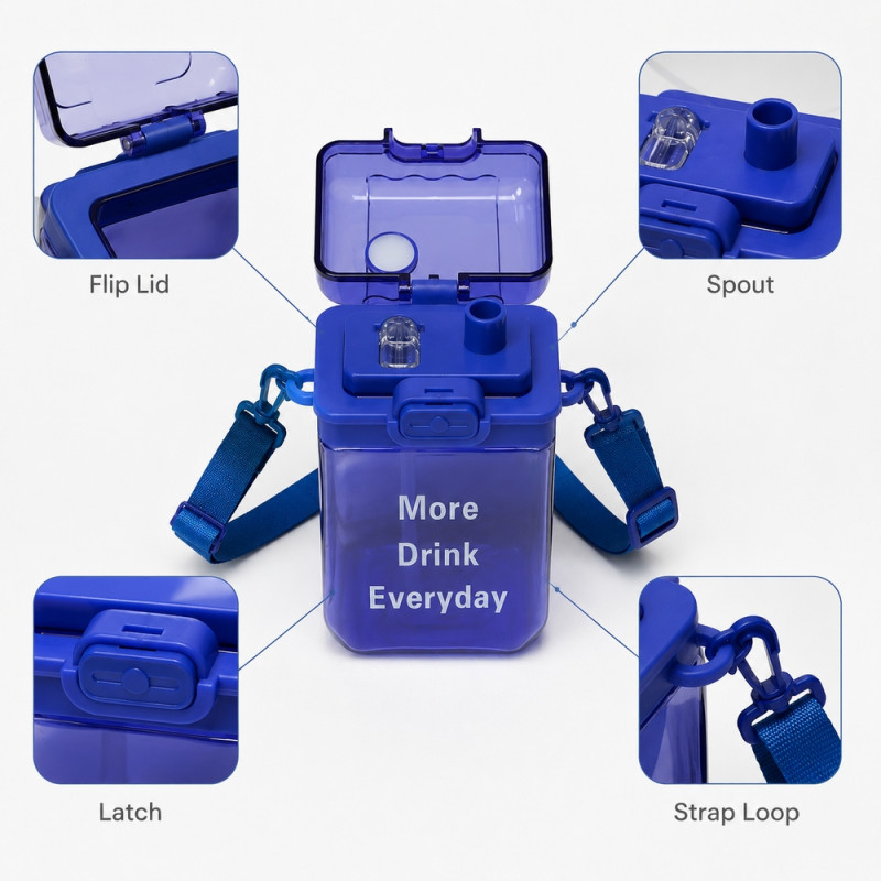 Deep Hold Kids Water Bottle Designed for Elegant Dining & Entertaining – Purple (H-17, W-6.5, L-10 CM)