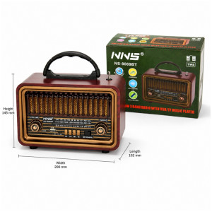 Natural Grain Portable Radio Designed for Entertainment &amp; Professional Audio – Maroon (H-145mm x W-200mm x L-102mm)