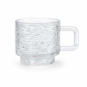 Elegant Wavy Textured Glass Mug – Transparent – 6.5x7cm Elegant Wavy Textured Glass Mug – Transparent – 6.5x7cm
