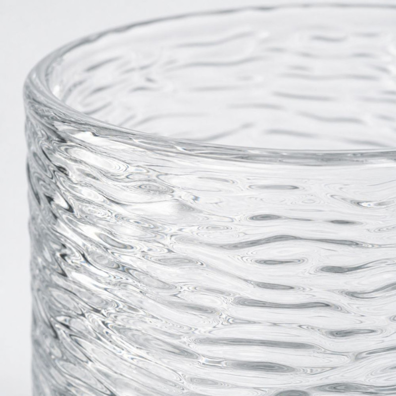 Elegant Wavy Textured Glass Mug – Transparent – 6.5x7cm