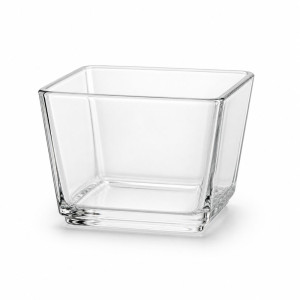 Clear Square Glass Bowl Vase – Compact Decorative Dish – 5x8.5cm