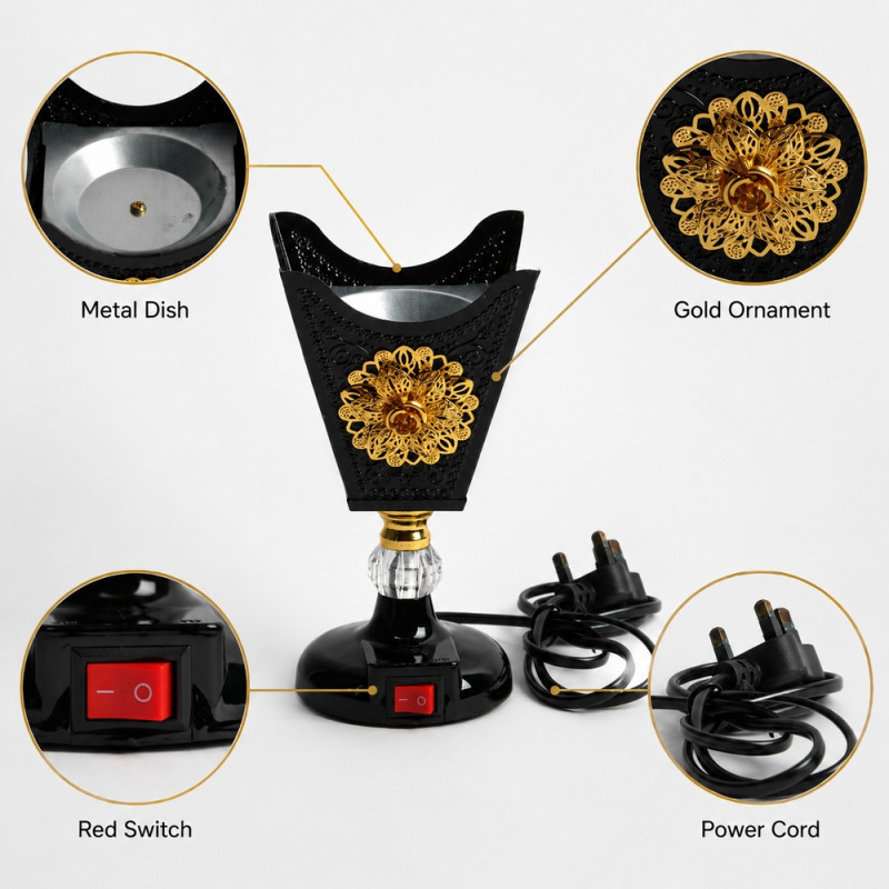 Adjustable Temp Electric Incense Burner – Black