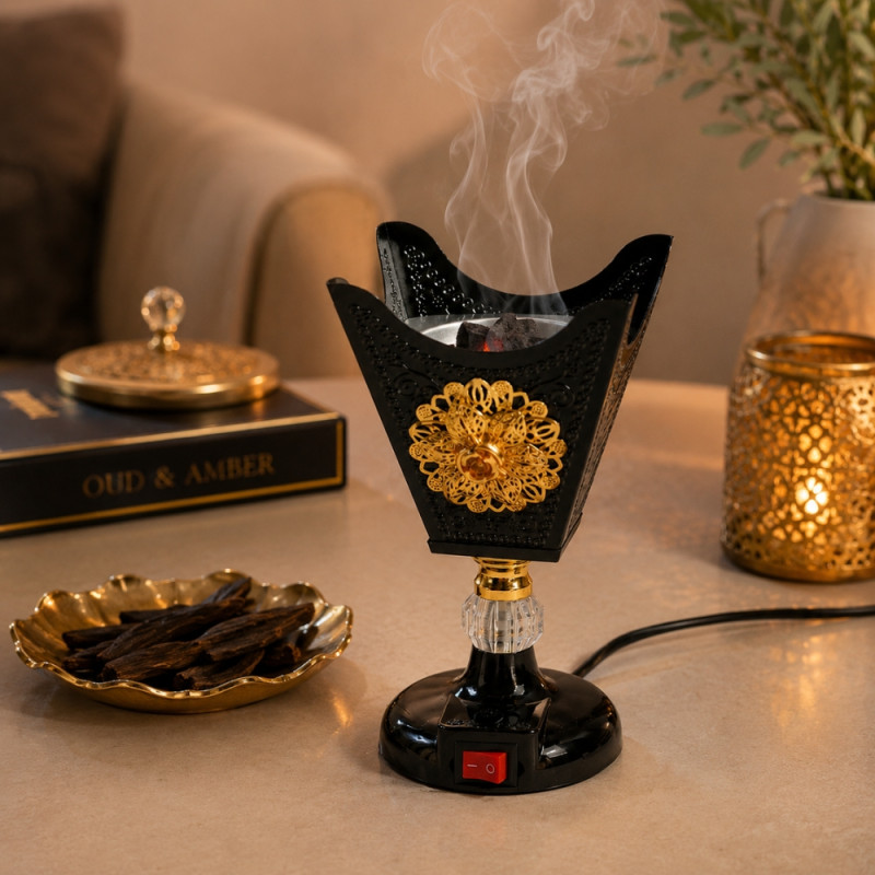 Adjustable Temp Electric Incense Burner – Black