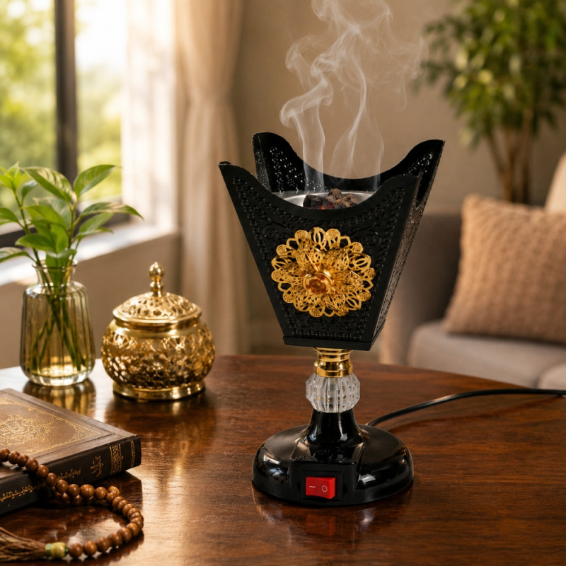 Adjustable Temp Electric Incense Burner – Black