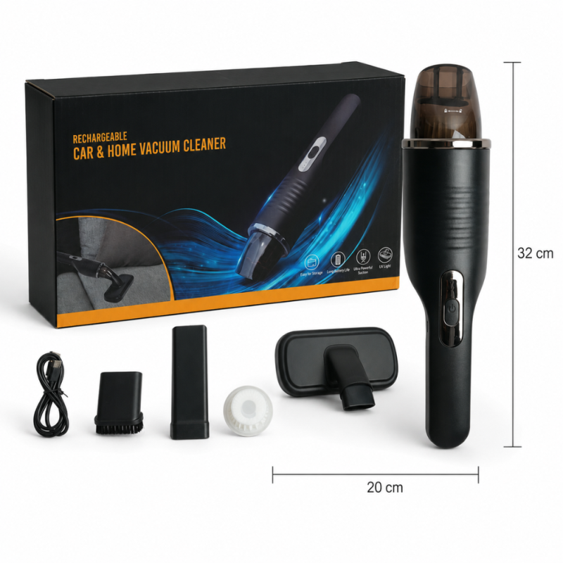 Powerful/Compact Rechargeable Car  Home Vacuum Cleaner – Black