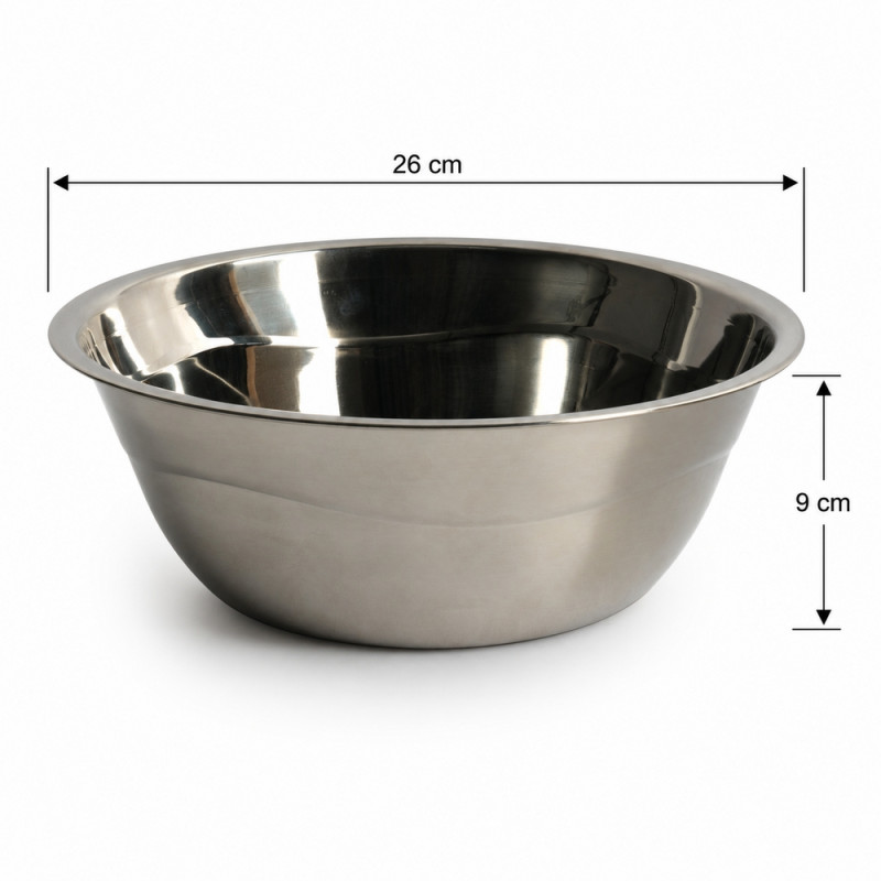 28cm Stainless Steel Mixing Bowl – Silver (26x9)