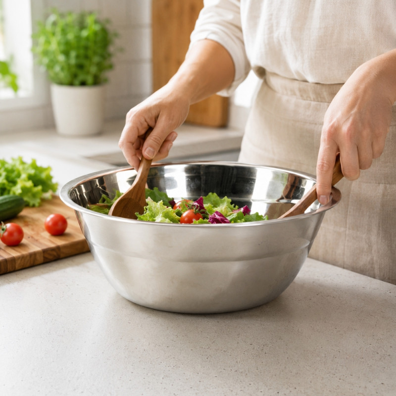 28cm Stainless Steel Mixing Bowl – Silver (26x9)