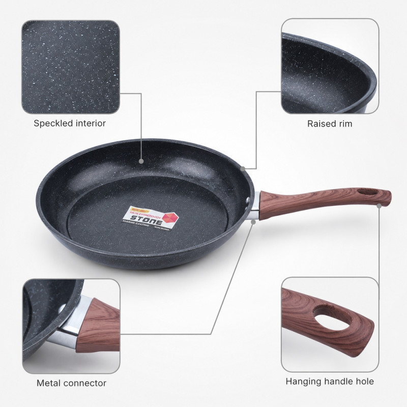 Hotchee Stone Coated Non-Stick Frying Pan – Black (28cm)