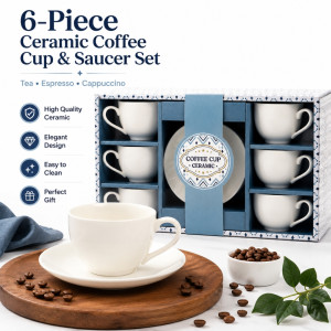 Elegant Ceramic Mug/Cup Set – Ivory Premium Finish (6PCS)