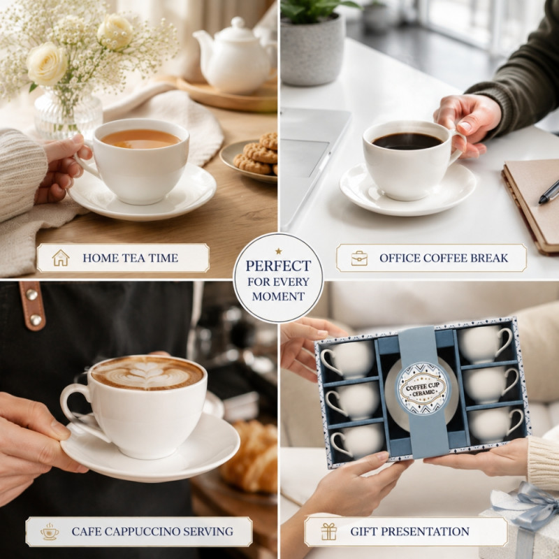 Elegant Ceramic Mug/Cup Set – Ivory Premium Finish (6PCS)