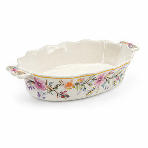 Professional Summer Chintz Floral Oval Serving Dish – Scalloped Edges (22cm)