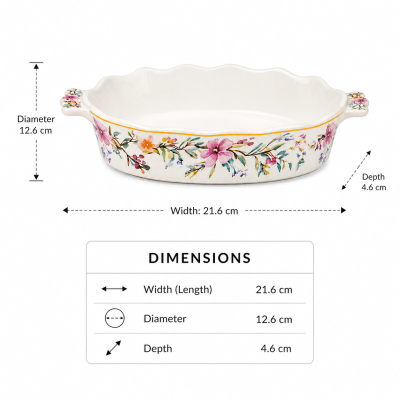Professional Summer Chintz Floral Oval Serving Dish – Scalloped Edges (22cm)