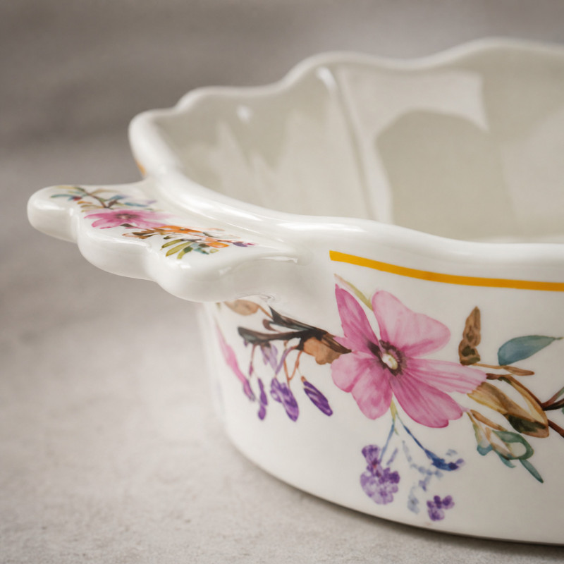 Professional Summer Chintz Floral Oval Serving Dish – Scalloped Edges (22cm)
