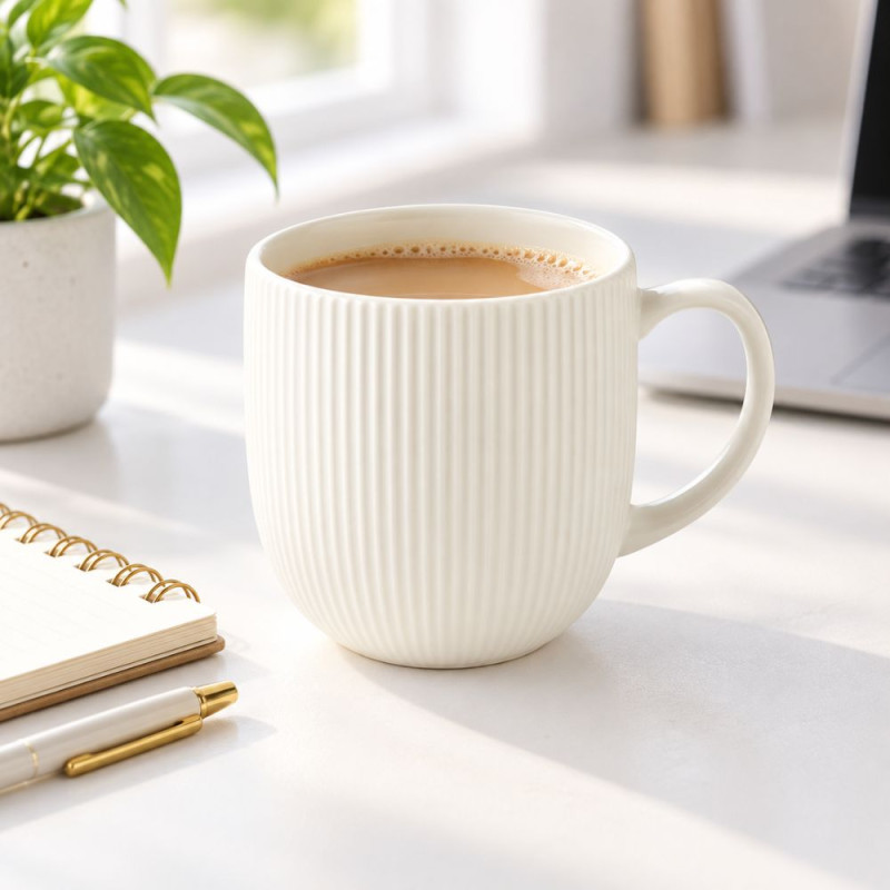 White Ribbed Mug