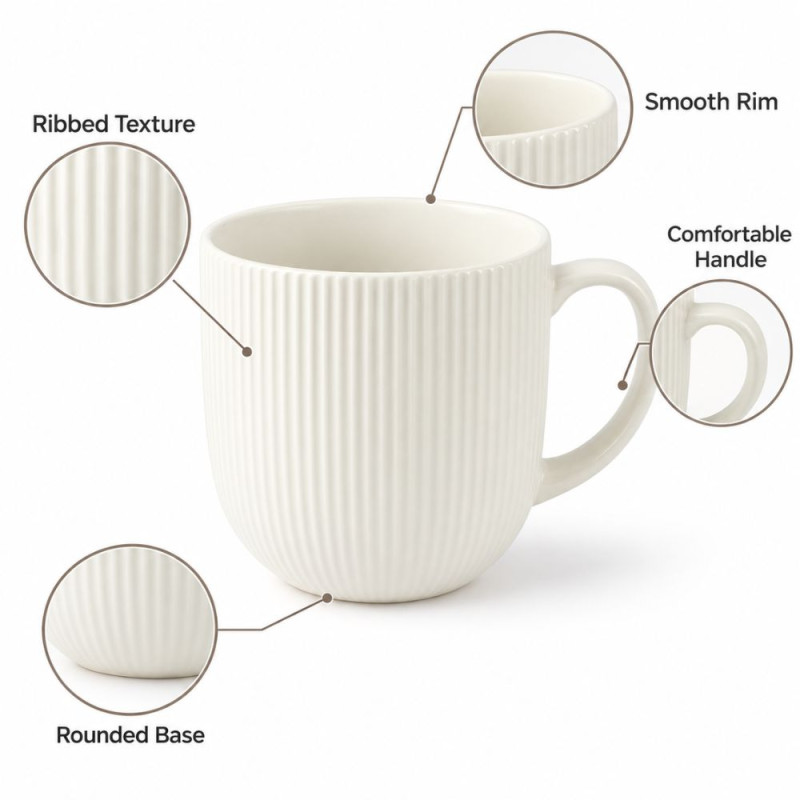 White Ribbed Mug