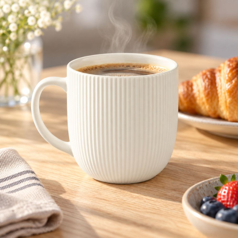 White Ribbed Mug