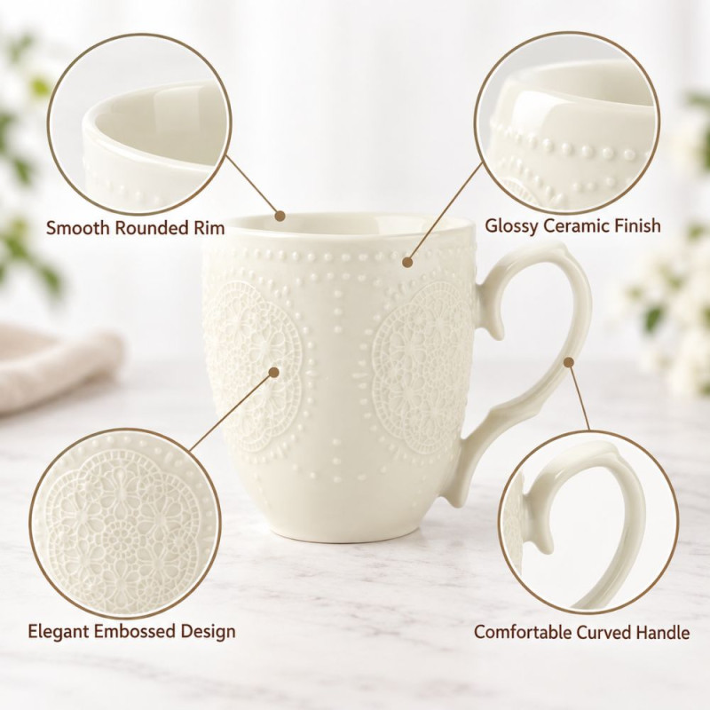 White Lace Mug