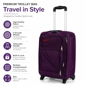 Urban Traveler Softside Spinner Trolley – Regal Purple 20" Urban Traveler Softside Spinner Trolley – Regal Purple 20"