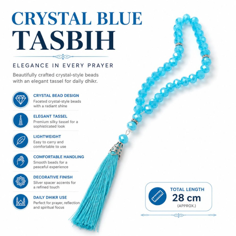 Premium Tasbih – Cyan Premium Quality (28 cm)