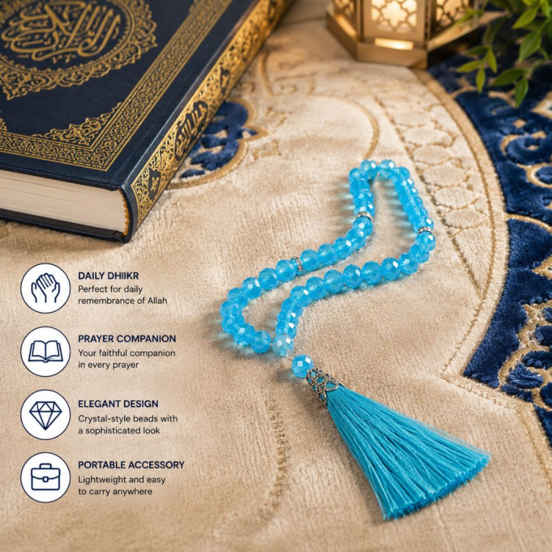 Premium Tasbih – Cyan Premium Quality (28 cm)