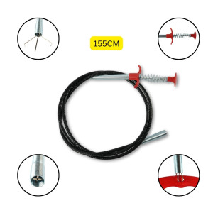 Cast Iron Drain Cleaner Designed for Home & Professional Cleaning – Black (L-155cm)