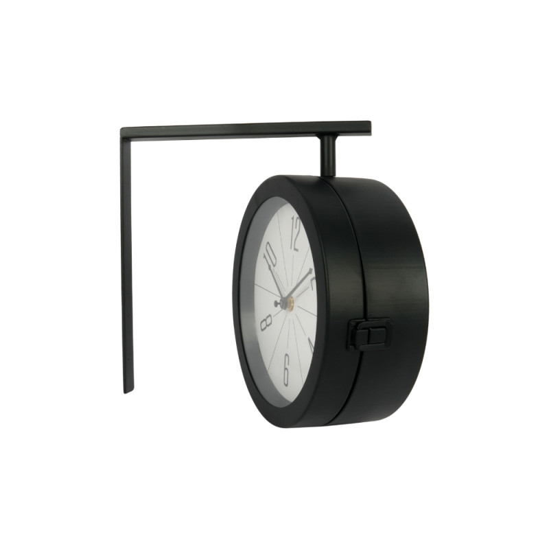 Vintage Double-Sided Wall-Mounted Station Clock – Classic Black &amp; White (28 x 25cm)