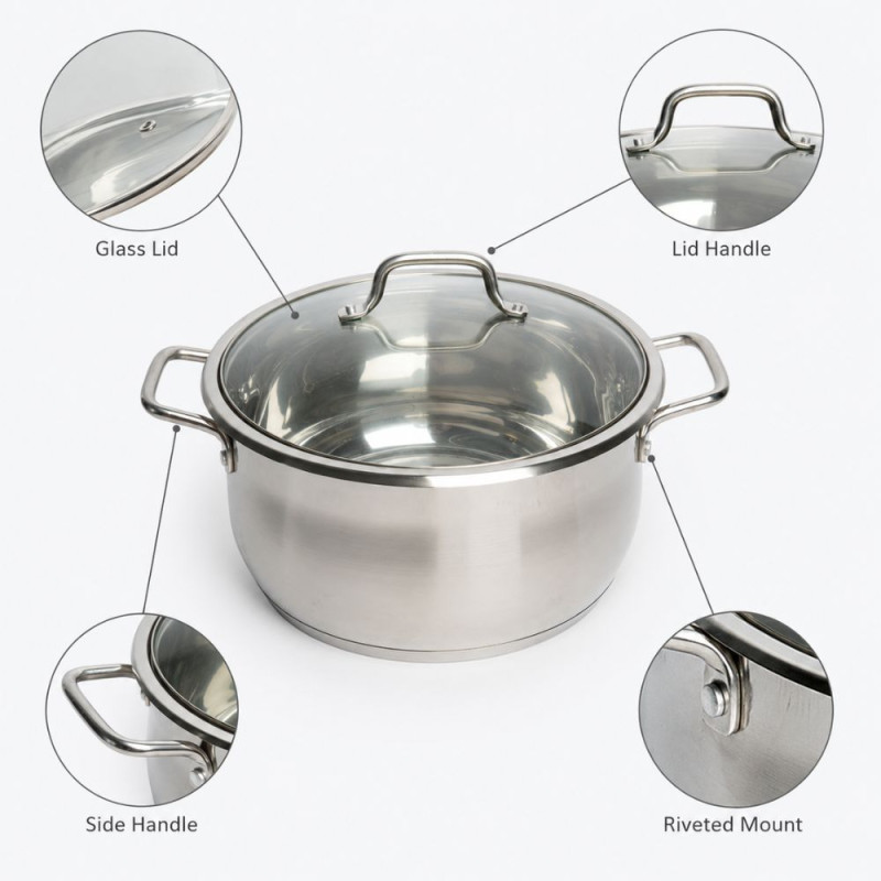 Stainless Steel Pot with Glass Lid