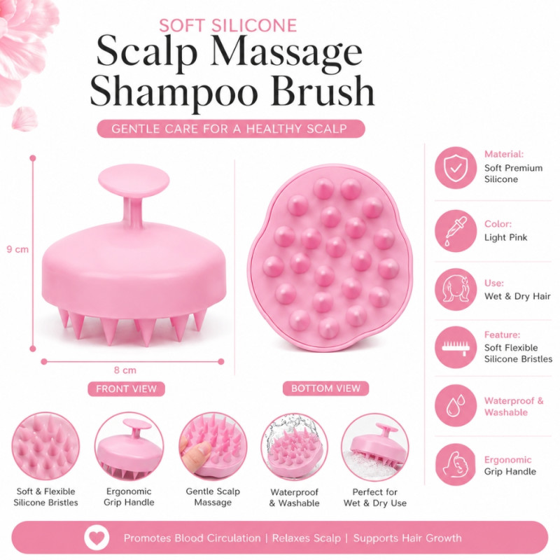 Professional Cleaning/Grooming Brush – pink Ergonomic Handle (9x8cm)