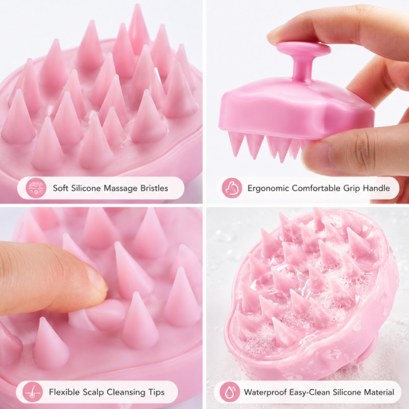 Professional Cleaning/Grooming Brush – pink Ergonomic Handle (9x8cm)