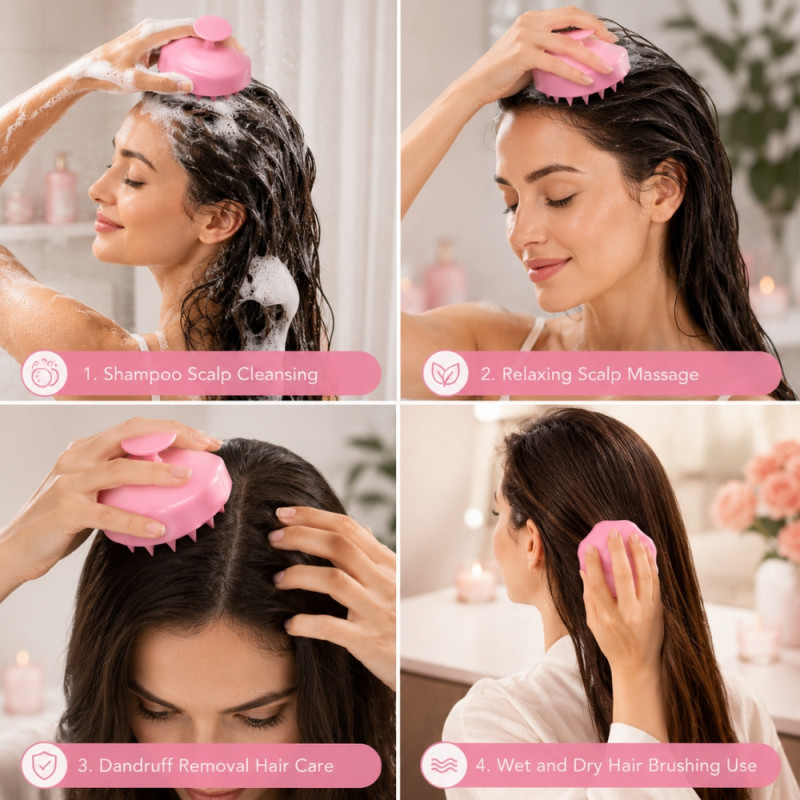 Professional Cleaning/Grooming Brush – pink Ergonomic Handle (9x8cm)
