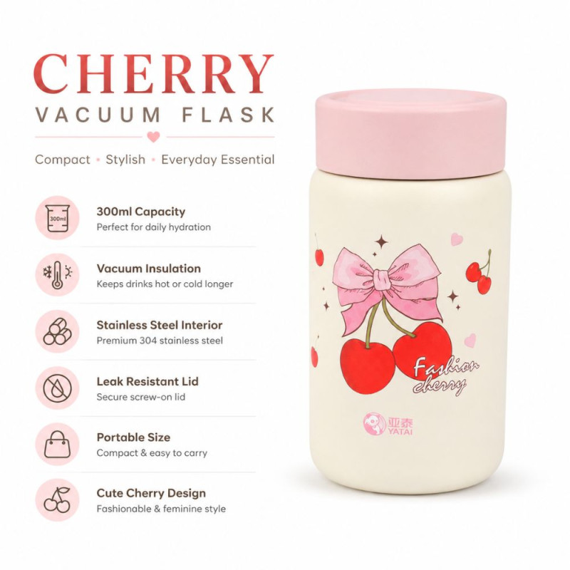 Superior Thermal Flask – Ivory Light Pink Premium Quality (14 x 7 cm)