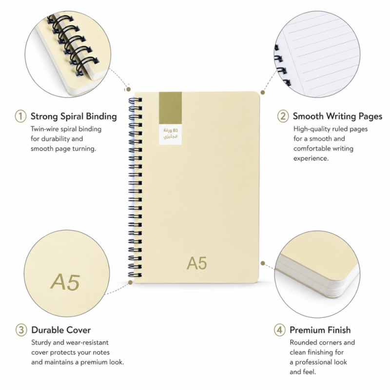 Stylish notebook – Ivory Premium Quality (21 x 15cm)