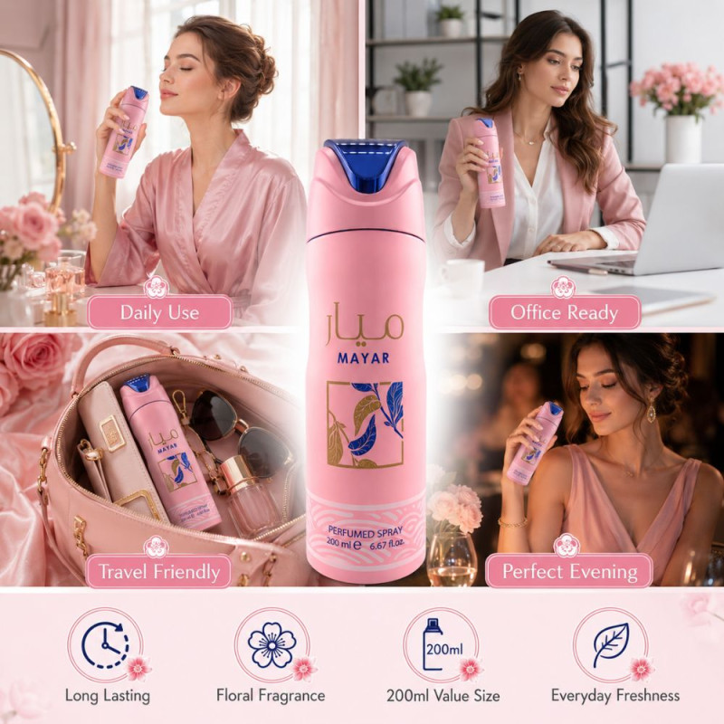 Professional Body Spray – Pink Premium Quality (200ml | 17.5 x 5 cm)