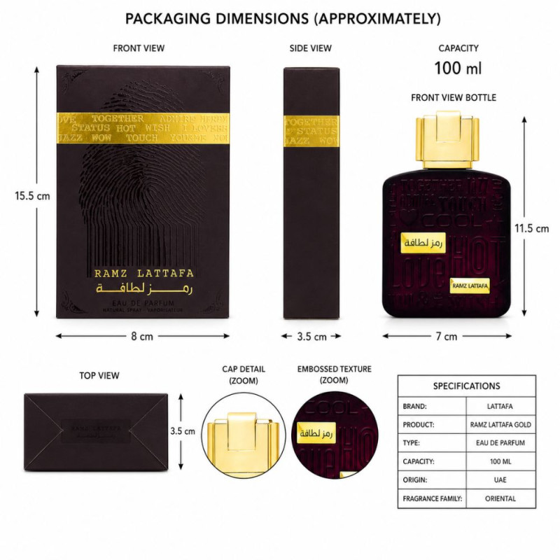 Deluxe Parfume – Gold  Maroon Premium Quality (100ml | 15.5 x 8 cm)