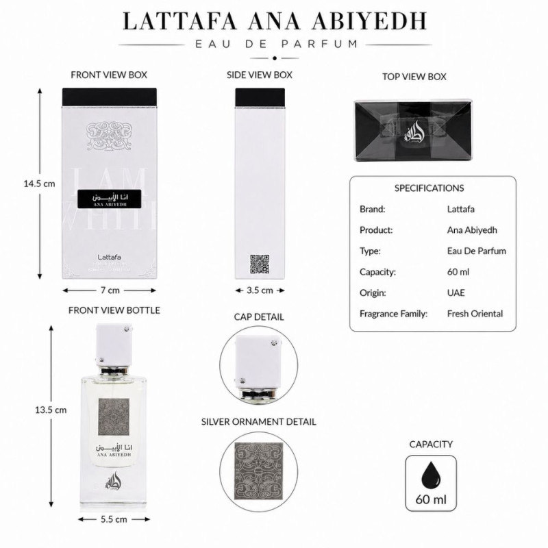 Professional Parfume – White Premium Quality (60ml | 13.5 x 5.5 cm)