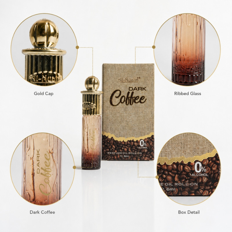 Al-Nuaim "Dark Coffee" Attar Perfume - 6ml Roll-On