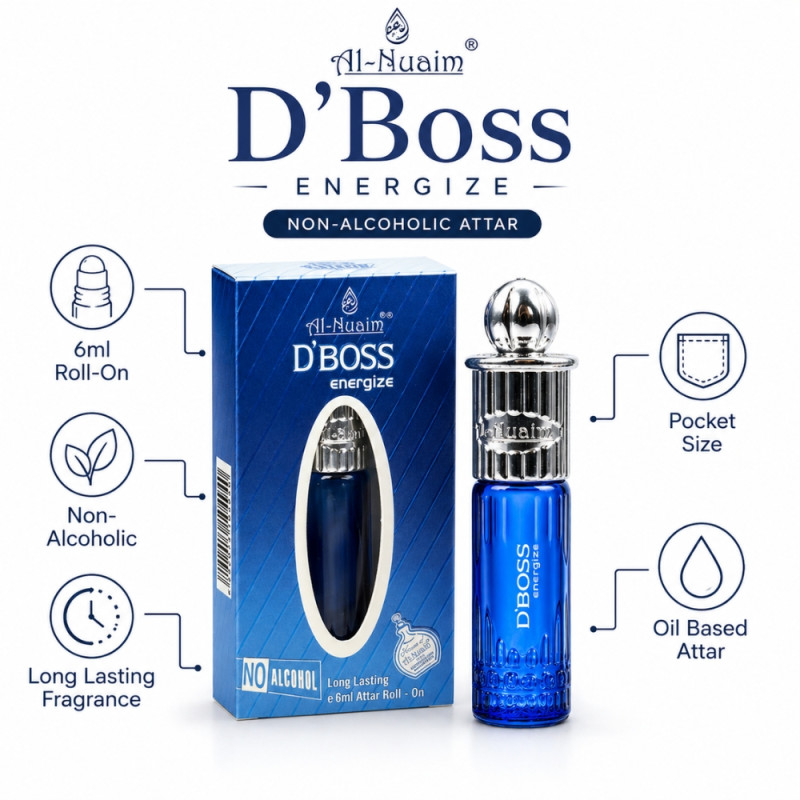 Professional Al-Nuaim D'BOSS Energize – Concentrated Attar Oil Perfume for Men (6ml)