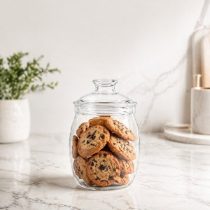Premium Airtight Acrylic Cookie Jar with Silicone Seal – Transparent (21x10cm)