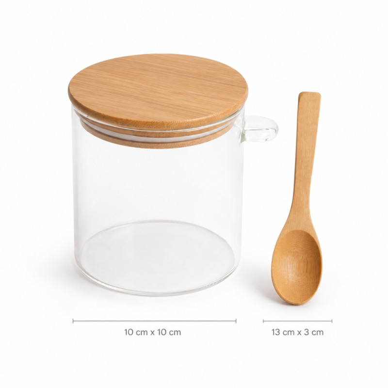 Bamboo Lidded Glass Jar (100 ml) - Clear