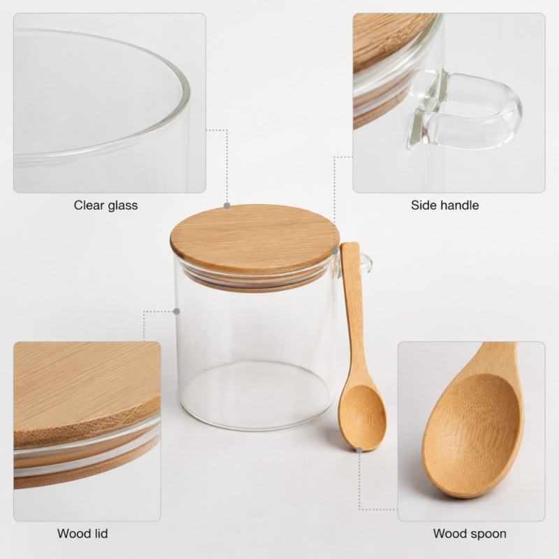 Bamboo Lidded Glass Jar (100 ml) - Clear