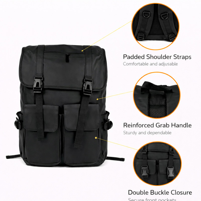 Urban Trend Scratch-Resistant Laptop Backpack – Matte Black (42cm)