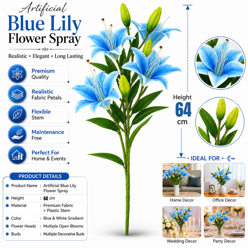 Quality ARTIFICIAL FLOWER – Blue Premium Quality (62cm)