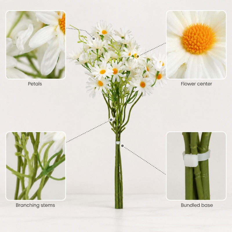 Resin Craft Artificial Daisy Bouquet Designed for Home Décor &amp; Event Styling – Green (H-38cm)